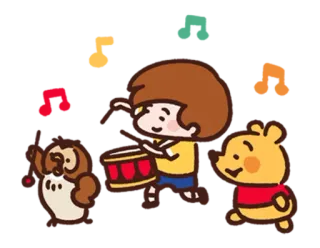 🐻 Kartun, Drum, Musik, Burung hantu, Lucu, Animasi whatsapp sticker