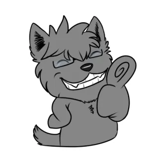 👍 Dibujo animado, Perro, Lobo, Animal, Sonrisa, Feliz, Pulgar arriba, Lindo telegram sticker