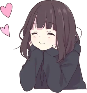 😊 anime, cartoon, cute, girl, hearts, kawaii telegram sticker