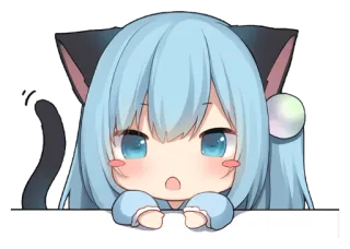 😲 Anime, Kawaii, Mignon, Oreilles de chat, Chibi, Manga, Sticker whatsapp sticker