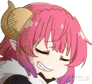 😏 Anime, Dibujo animado, Personaje, Dragón, Expresión, Cuernos whatsapp sticker