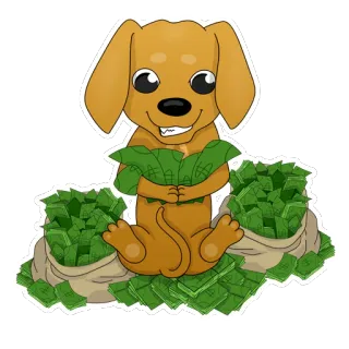 💶 perro, cachorro, dinero, efectivo, riqueza, éxito, dibujo animado, lindo whatsapp sticker