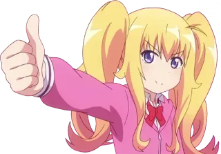 👍 Anime, Mädchen, Daumen hoch, Süß, Cartoon whatsapp sticker