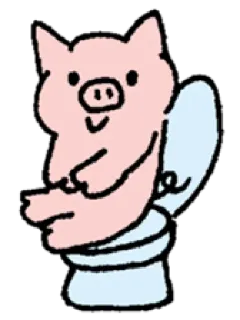 🚽 cerdo, váter, animal, gracioso, dibujos animados telegram sticker