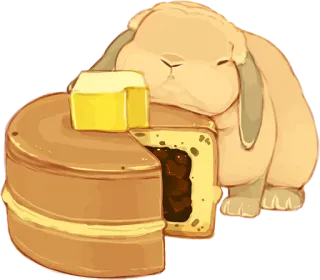 🐰 Hase, Häschen, Pfannkuchen, Butter, Dessert, Essen, süß whatsapp sticker