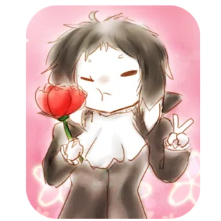 🌹 Anime, Cartoon, Niedlich, Blume, Friedenszeichen, Chibi telegram sticker
