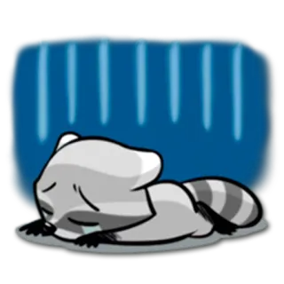 😞 raton laveur, dormir, dessin animé, triste whatsapp sticker