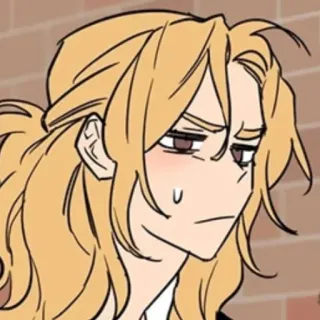 😔 卡通, 动漫, 金发, 肖像, 脸, 表情 whatsapp sticker
