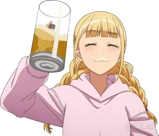 🍺 Anime, Garota, Cerveja, Bebida, Brinde, Saúde, Cabelo Loiro, Kawaii telegram sticker