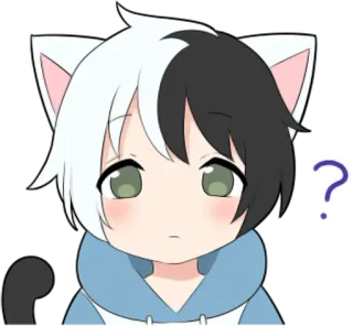 ❔ Аниме, Кот, Вопрос, Милый, Кавай telegram sticker