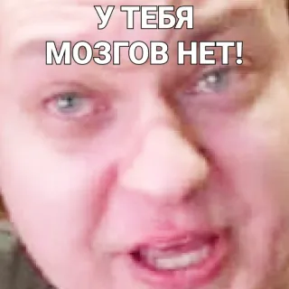 😉 У ТЕБЯ МОЗГОВ НЕТ! Beleidigung, russisch, Gesicht, Meme telegram sticker