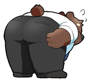 😶 cartoon bear, anthropomorphic, buttocks, animal, office attire, illustration, character whatsapp sticker