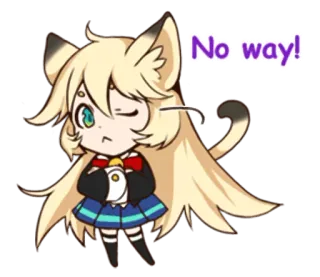 😉 No way! anime, gatto, carino, impossibile, occhiolino telegram sticker