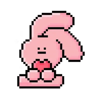 ❤ kelinci, imut, seni piksel, hati, cinta, kartun telegram sticker