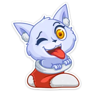 😜 kot, zwierzę, kociak, kreskówka, słodki, śmieszny telegram sticker