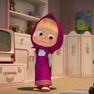 😒 Masha Masha and the Bear cartoon, meisje, Masha, beer, animatie telegram sticker