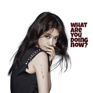 😧 WHAT ARE YOU DOING NOW? mulher, retrato, pergunta, moda, estilo telegram sticker