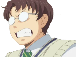 😬 Anime, Cartone animato, Espressione, Arrabbiato, Personaggio, Occhiali telegram sticker
