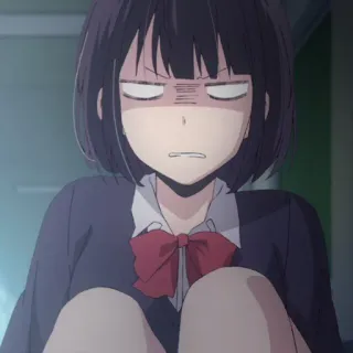 🔖 Anime, Mädchen, Schuluniform, Frustriert, Genervt, Schüler telegram sticker