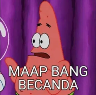 😅 Patrick Star SpongeBob SquarePants MAAP BANG BECANDA cartoon, Patrick, SpongeBob, apology telegram sticker