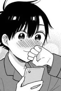 🙈 Anime, Manga, Chico, Lindo, Sonrojo, Teléfono, Feliz telegram sticker