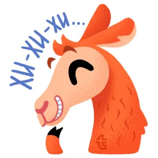 😄 ХИ-ХИ-ХИ... llama, tertawa, kartun, binatang, humor telegram sticker