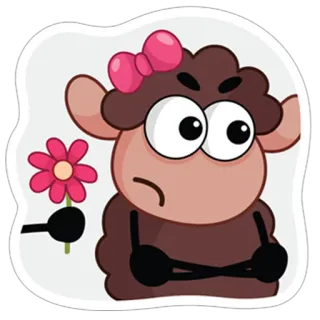 😊 sheep, cartoon, flower, cute, animal whatsapp sticker