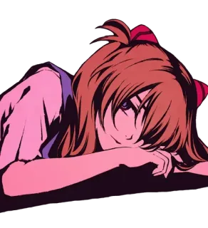 😍 Asuka Langley Soryu Neon Genesis Evangelion Anime, Chica, Evangelion, Asuka, Manga, Triste, Dibujo animado telegram sticker