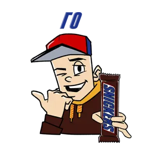 ✌️ snickers, candy, chocolate, cartoon, winking, food telegram sticker