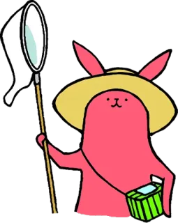 😀 Hase, Tier, Cartoon, Hut, Netz, süß, rosa, im Freien whatsapp sticker