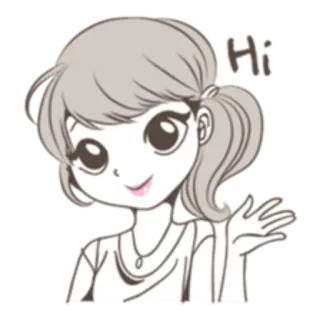 👋 Hi imut, gadis, kartun, salam, ramah, melambai telegram sticker