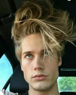 🌙 homem, masculino, cabelo loiro, bonito, retrato, modelo telegram sticker