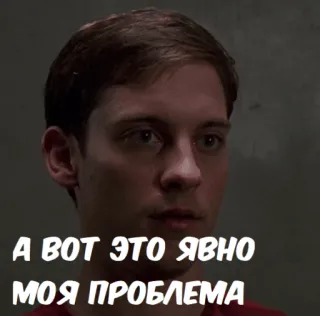 😭 Peter Parker Spider-Man А ВОТ ЭТО ЯВНО МОЯ ПРОБЛЕМА meme, funny, tobey maguire, peter parker telegram sticker