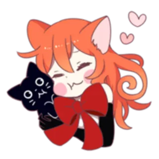 😍 애니메이션, 고양이, 귀여운, 만화, 스티커, 카와이, 사랑, 하트 telegram sticker