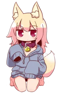 😌 chica anime, linda, chibi, kawaii, kemonomimi, chica gato, sticker telegram sticker