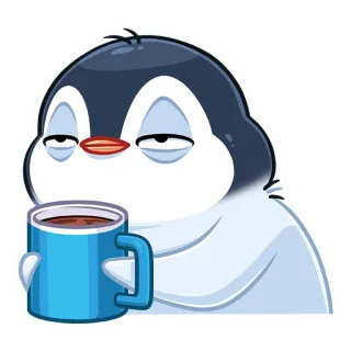 😩 Pinguin, Kaffee, müde, erschöpft, süß, Tier, Aufkleber telegram sticker