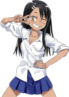 ✌ Nagatoro Don't Toy with Me, Miss Nagatoro Anime, Manga, Słodkie, Dziewczyna, Znak pokoju, Kawaii telegram sticker