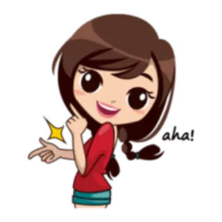 ☺️ Dessin animé, Fille, Pointer, Étincelle, Joyeux whatsapp sticker