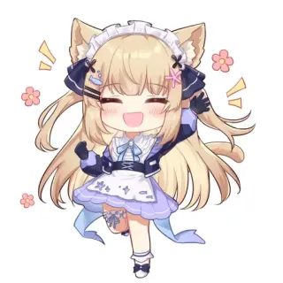 😆 Anime, Nekomimi, Maid, Kawaii, Chibi, Carino, Cartone animato telegram sticker