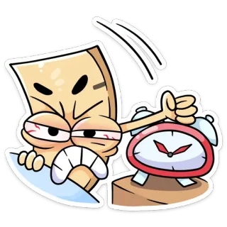 ⏰ jam alarm, kartun, marah, mengantuk, bangun, pagi whatsapp sticker