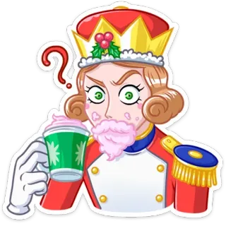 ❓ สติกเกอร์, นัทแครกเกอร์, กาแฟ, คริสต์มาส, ราชินี, วันหยุด whatsapp sticker