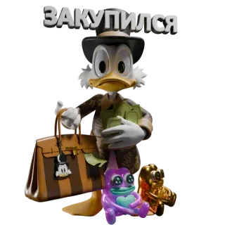 🤩 Scrooge McDuck ЗАКУПИЛСЯ Kaczka, Kreskówka, Pieniądze, Zakupy, Bogaty, Sknerus McKwacz whatsapp sticker