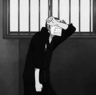 🖤 Anime, Molesto, Emocional, Frustrado, Triste, Manga, Blanco y negro telegram sticker