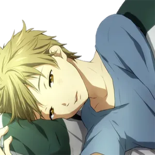 ☺️ anime, boy, male, laying down, relaxed, portrait whatsapp sticker
