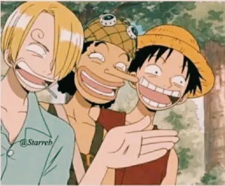 😁 Sanji, Usopp, Luffy One Piece аниме, смешные, мультфильм, друзья telegram sticker