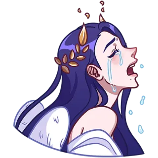 😭 울음, 슬픔, 눈물, 여자, 여성, 슬픔, 감정적인 telegram sticker