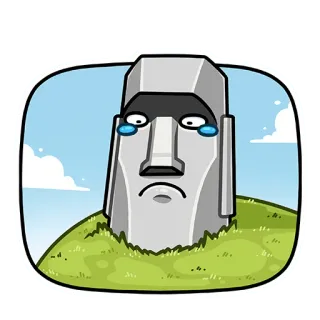 😢 Moai, Isola di Pasqua, triste, piangere, pietra, statua telegram sticker
