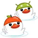 👯♀️ canard, pomme, mignon, nage, oiseau, animal telegram sticker