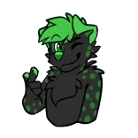 😉 Furry, Dibujo animado, Personaje, Animal, Verde, Gesto de dedo telegram sticker