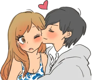 😘 beijo, amor, romance, desenho animado, casal, afeição telegram sticker